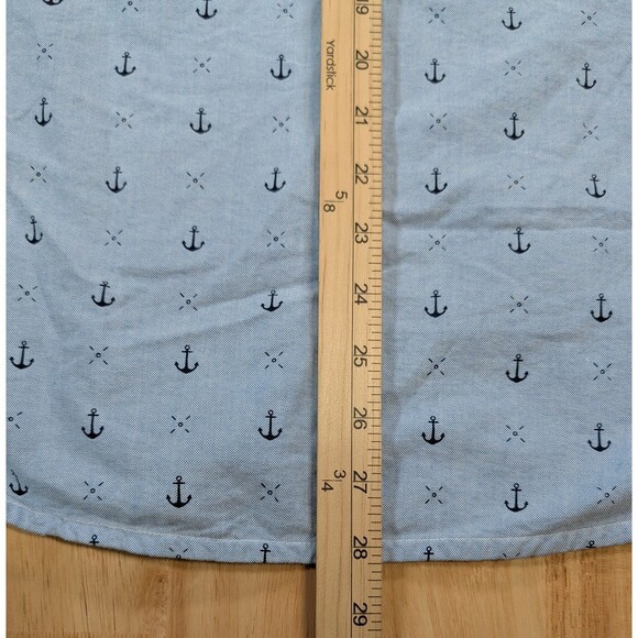 Modern Amusement Men’s M Anchor Print Button Down Shirt Blue Cotton Long Sleeve - Picture 11 of 11
